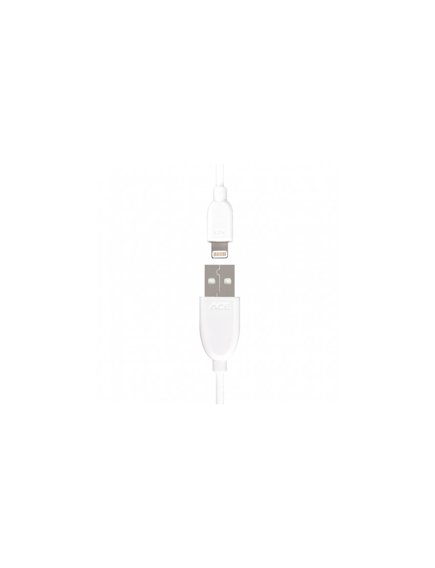 ACE 100424-WH MFI V6.4 - USB-A Plug iPhone, iPad >> Computer White